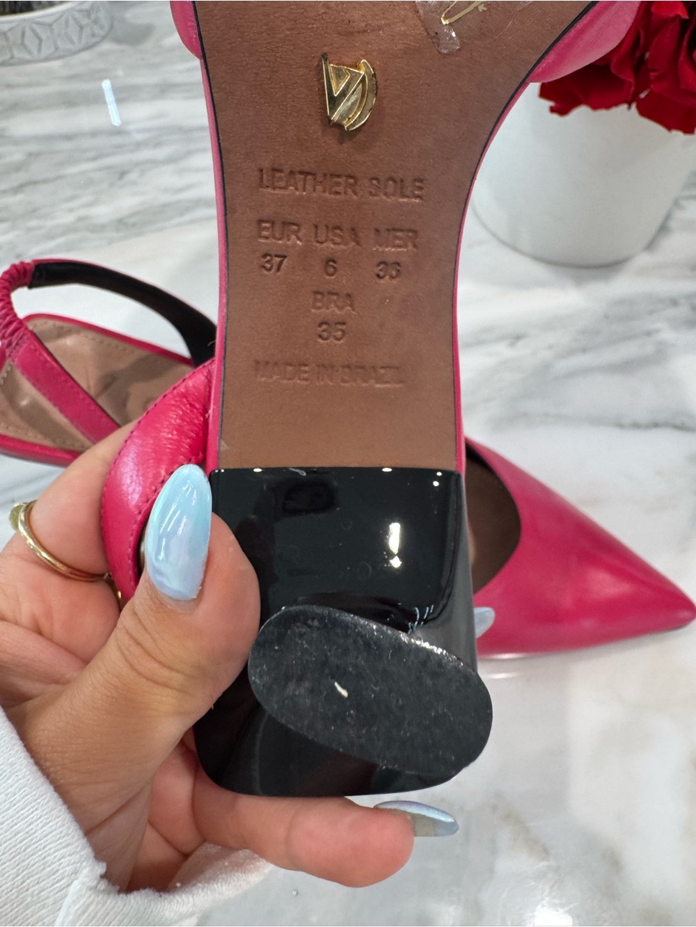 Slingback Pointed-Toe Kitten Heels in Hot Pink - Picture 5 of 5